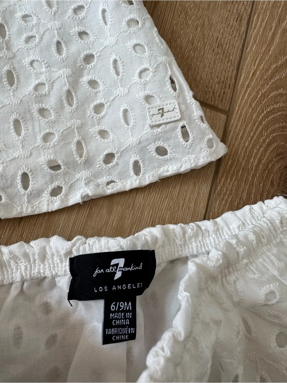 7 For All Mankind baby girls' eyelet ruffle top and bloomers set size 6/9 months